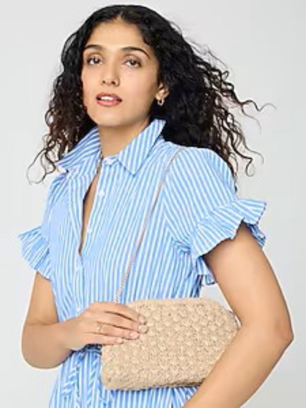 NWT J. Crew Factory Woven Clutch, Light Tan, One Size - Picture 2 of 13